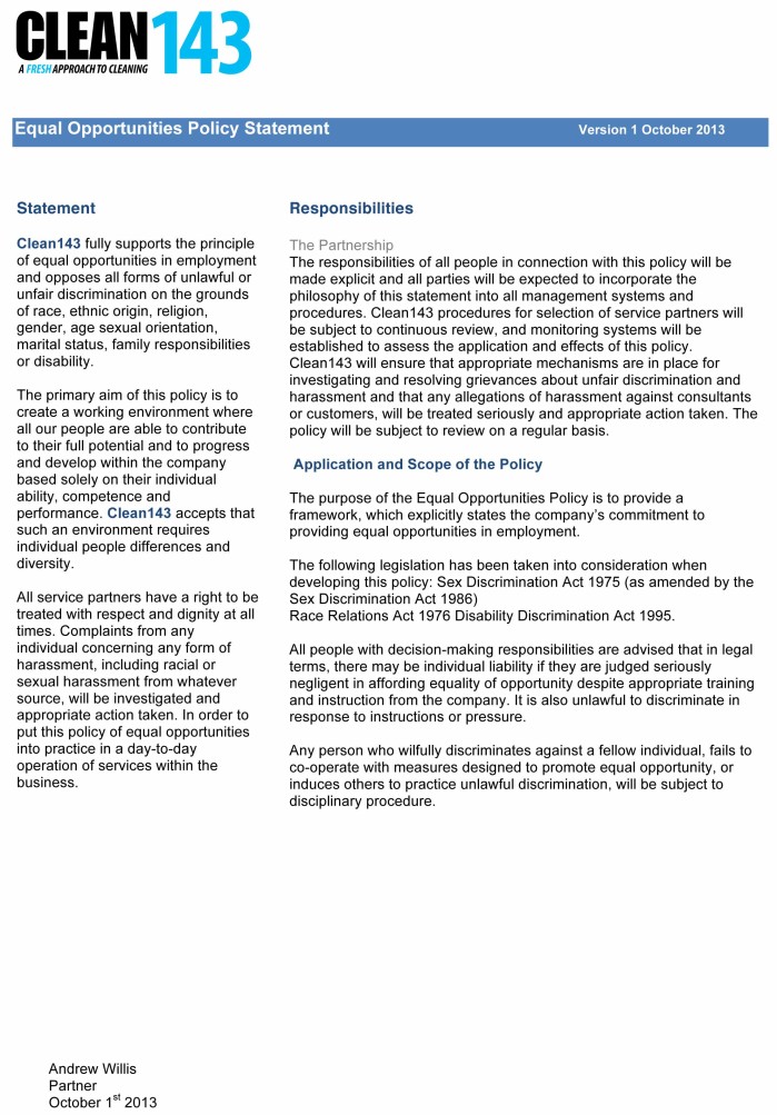 Equal Opportunities Policy